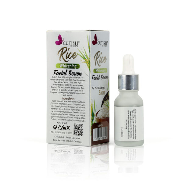 Cutish Rice Whitening Facial Serum – 100% Pure Fermented Rice Water with Avocado Oil & Licorice Root – 15ml - Image 5