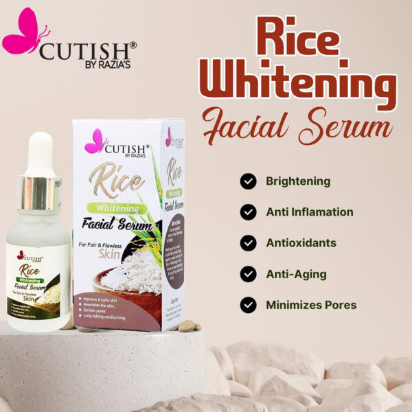 Cutish Rice Whitening Facial Serum – 100% Pure Fermented Rice Water with Avocado Oil & Licorice Root – 15ml - Image 7