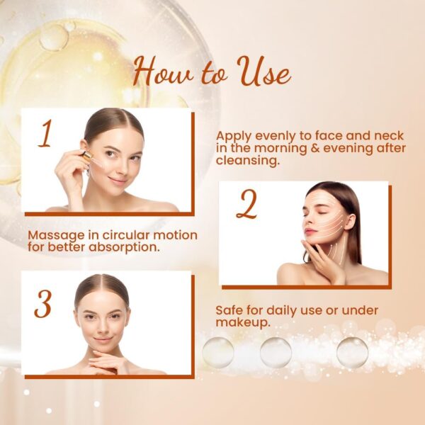 Golden Pearl 3D Skin Serum – Vitamin C + Hyaluronic Acid + Alpha-Arbutin + Vitamin B3 – 20ml - Image 5