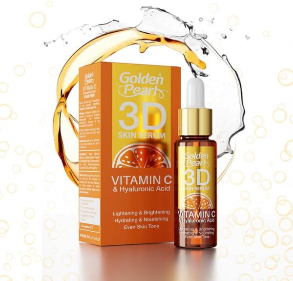 Golden Pearl 3D Skin Serum – Vitamin C + Hyaluronic Acid + Alpha-Arbutin + Vitamin B3 – 20ml - Image 6