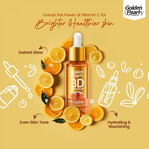 Golden Pearl 3D Skin Serum – Vitamin C + Hyaluronic Acid – 10ml - Image 7