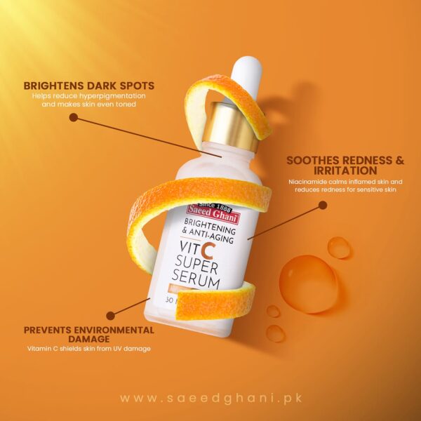 Saeed Ghani Brightening & Anti-Aging Vit C Super Serum with Niacinamide – 30ml - Image 6