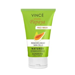 Vince Exfoliating Papaya Face Wash 120ml – Sulphate-Free, De-Tanning & Dead Skin Cell Remover for Glowing Skin