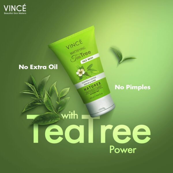 Vince Mattifying Tea Tree Face Wash 120ml – Sulphate-Free Cleanser for Oily & Acne-Prone Skin - Image 4