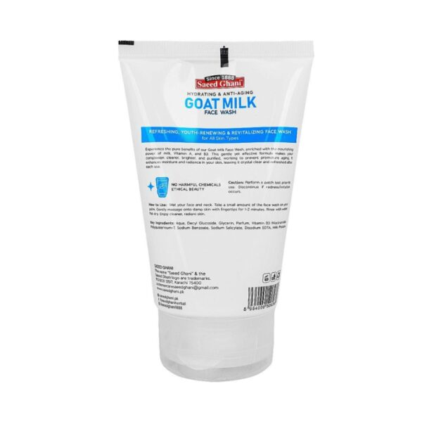 Saeed Ghani Goat Milk Face Wash 100ml – Hydrating, Anti-Aging & Brightening Cleanser with Vitamin A & B3 - Image 6
