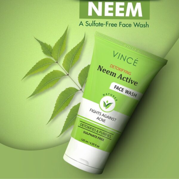 Vince Neem Active Face Wash 120ml – Detoxifying & Sulfate-Free Cleanser for Acne Control - Image 2