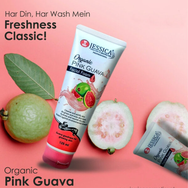 Jessica Organic Pink Guava Facial Foam 125ml – Cleanse, Brighten & Hydrate for Glowing Skin - Image 3