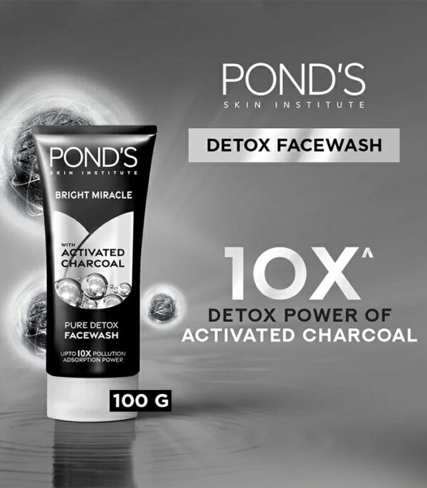 Pond's Bright Miracle Face Wash with Activated Charcoal – Pure Detox & Oil Control (100g) - Image 4