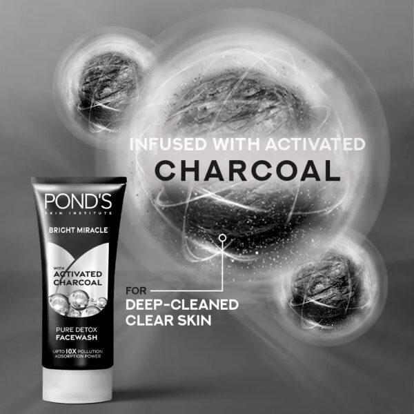 Pond's Bright Miracle Face Wash with Activated Charcoal – Pure Detox & Oil Control (100g) - Image 6