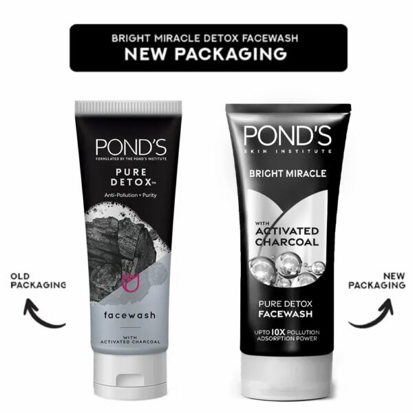 Pond's Bright Miracle Face Wash with Activated Charcoal – Pure Detox & Oil Control (100g) - Image 7