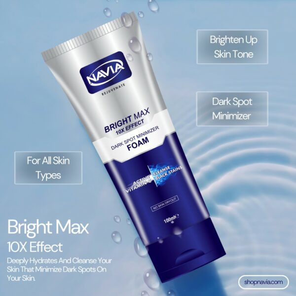 Navia Bright Max 10X Effect Foam – Dark Spot Minimizer Face Wash with Vitamin C (100ml) - Image 8