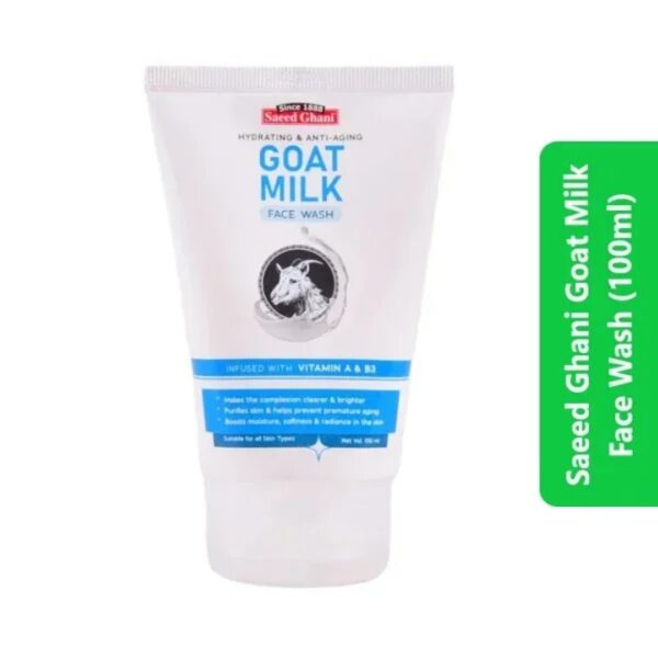 Saeed Ghani Goat Milk Face Wash 100ml – Hydrating, Anti-Aging & Brightening Cleanser with Vitamin A & B3 - Image 4