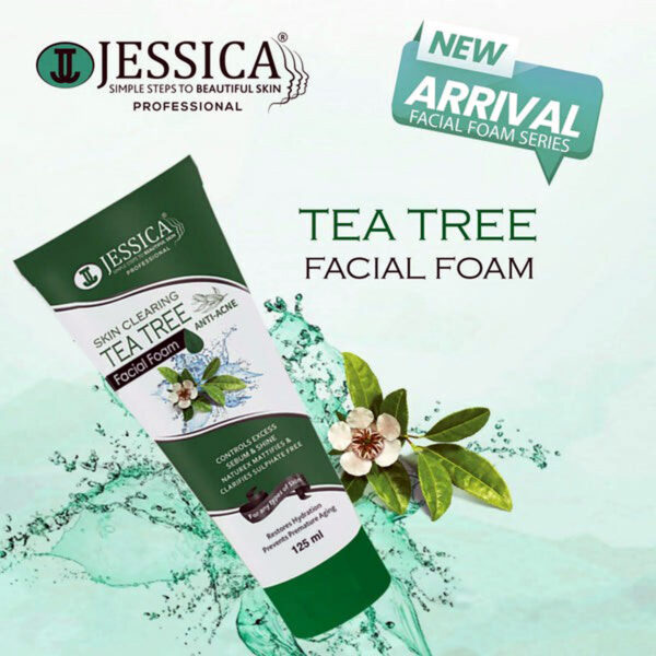 Jessica Skin Clearing Tea Tree Facial Foam 125ml – Anti-Acne, Sulfate-Free & Oil Control Cleanser - Image 3