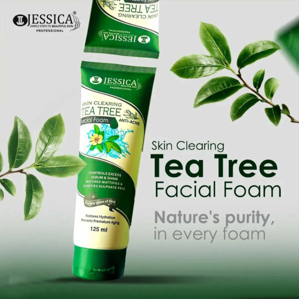 Jessica Skin Clearing Tea Tree Facial Foam 125ml – Anti-Acne, Sulfate-Free & Oil Control Cleanser - Image 4