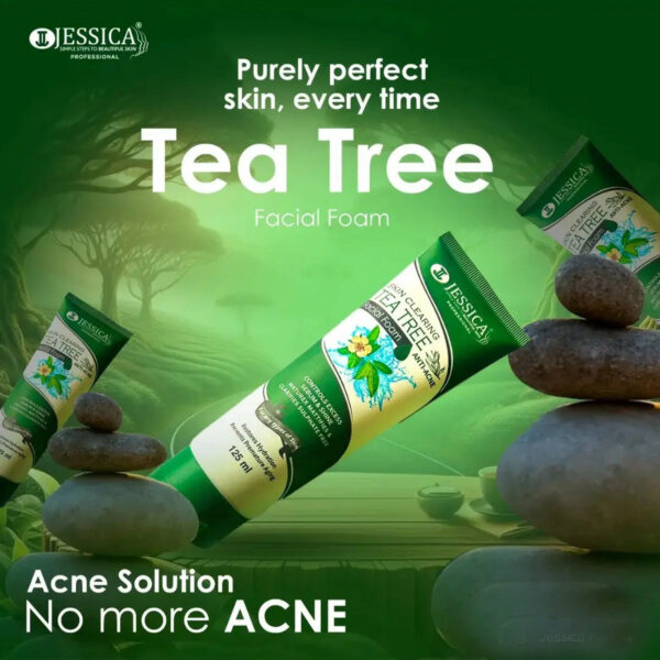 Jessica Skin Clearing Tea Tree Facial Foam 125ml – Anti-Acne, Sulfate-Free & Oil Control Cleanser - Image 5