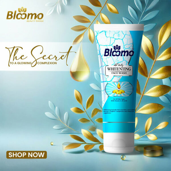 Bloomo Daily Whitening Face Wash 100ml – Brightening Cleanser with Vitamins A, B3 & B5 - Image 3