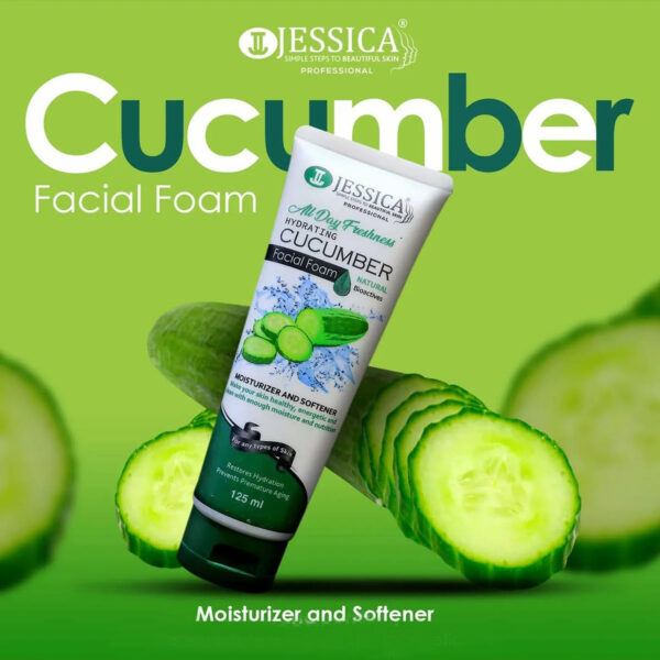 Jessica Hydrating Cucumber Facial Foam 125ml – Moisturizing & Refreshing Cleanser for All Skin Types - Image 3