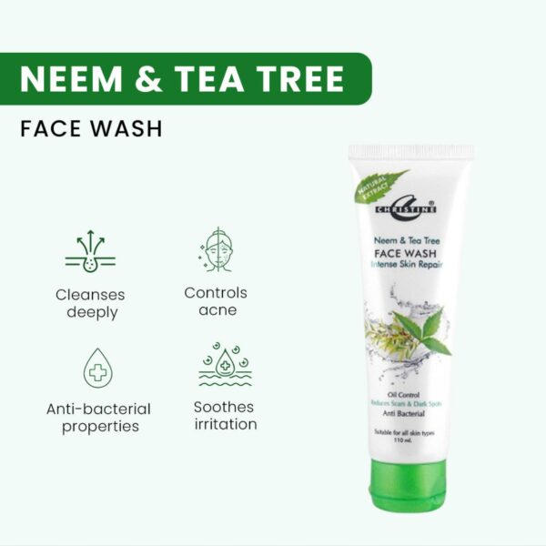 Christine Neem & Tea Tree Face Wash 110ml – Anti-Bacterial Oil Control & Skin Repair - Image 2