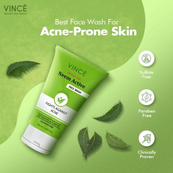 Vince Neem Active Face Wash 120ml – Detoxifying & Sulfate-Free Cleanser for Acne Control - Image 4