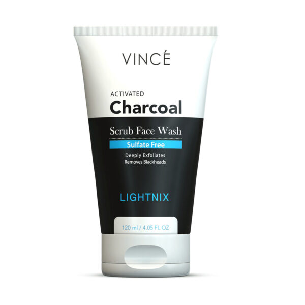 Vince Lightnix Charcoal Scrub Face Wash 120ml – Sulfate-Free, Deep Cleanser for All Skin Types - Image 3
