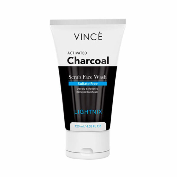 Vince Lightnix Charcoal Scrub Face Wash 120ml – Sulfate-Free, Deep Cleanser for All Skin Types