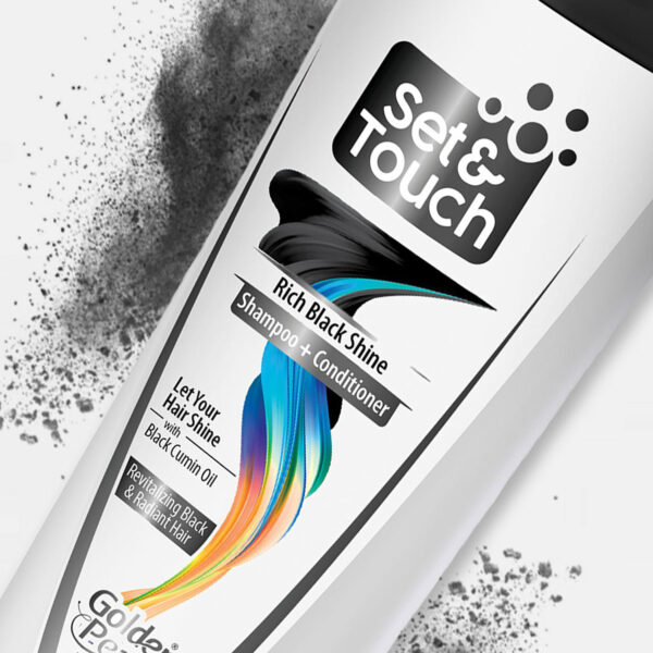Set & Touch Rich Black Shine Shampoo + Conditioner – Golden Pearl – 185ml - Image 6