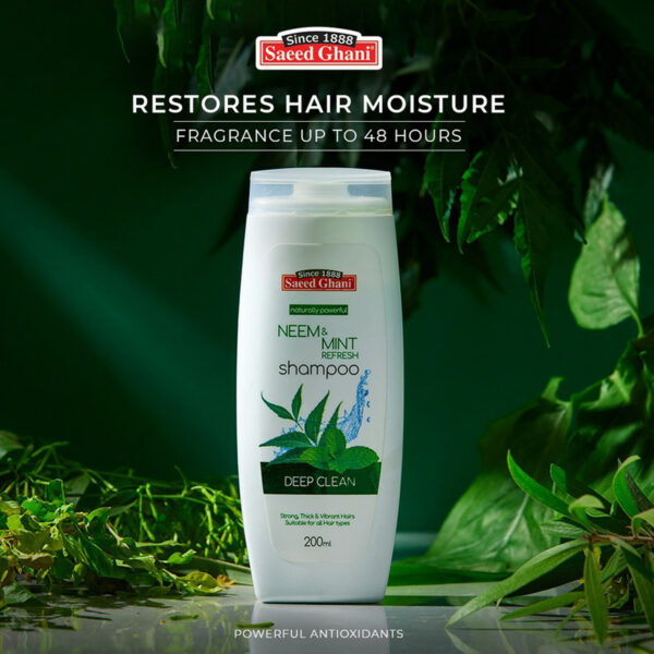 Saeed Ghani Neem & Mint Refresh Shampoo – Deep Clean, Strong & Thick Hair – 200ml - Image 3