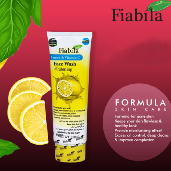 Fiabila Lemon & Vitamin C Face Wash 100ml – Whitening & Oil Control for Acne-Prone Skin - Image 3