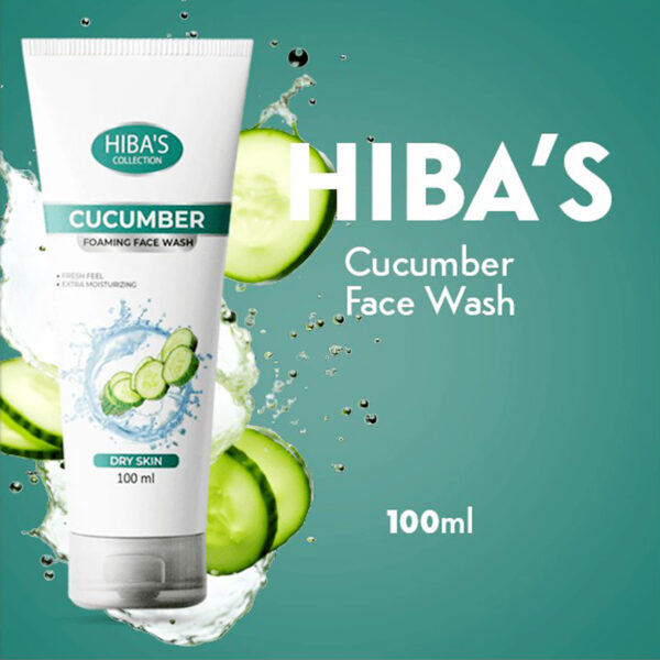 Hiba's Cucumber Foaming Face Wash 100ml – Extra Moisturizing for Dry Skin - Image 3