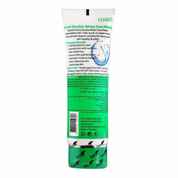 Fiabila Acne Double White Face Wash 100ml – 7 Miracle Benefits for Acne & Whitening - Image 2