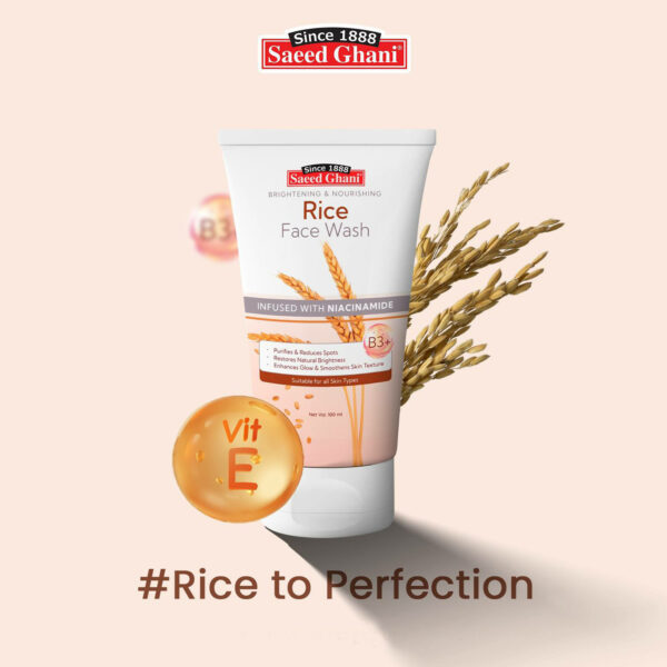 Saeed Ghani Rice Face Wash 100ml – Brightening & Nourishing Cleanser with Niacinamide - Image 3
