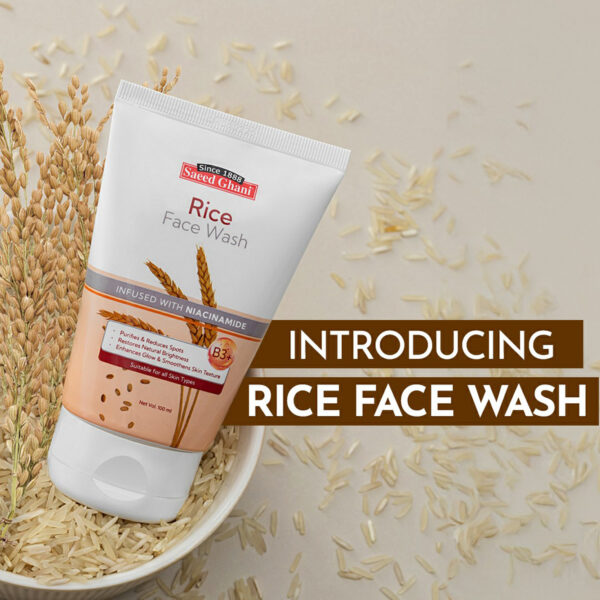 Saeed Ghani Rice Face Wash 100ml – Brightening & Nourishing Cleanser with Niacinamide - Image 4
