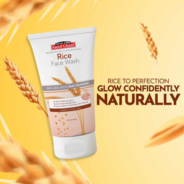 Saeed Ghani Rice Face Wash 100ml – Brightening & Nourishing Cleanser with Niacinamide - Image 5