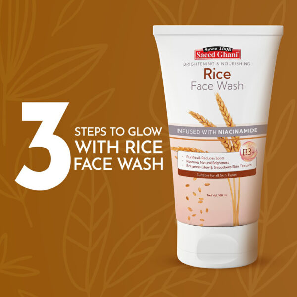 Saeed Ghani Rice Face Wash 100ml – Brightening & Nourishing Cleanser with Niacinamide - Image 7