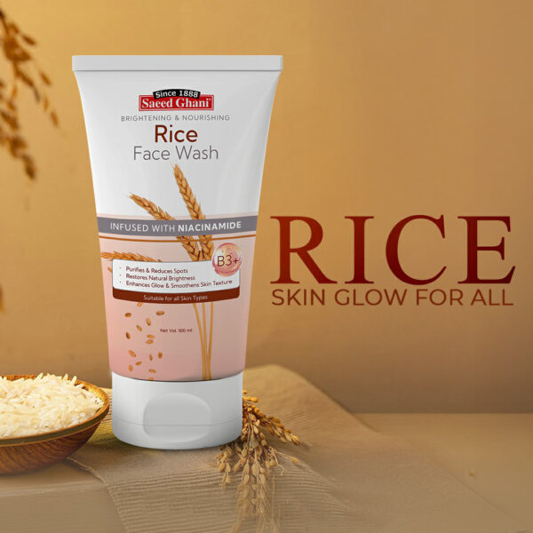 Saeed Ghani Rice Face Wash 100ml – Brightening & Nourishing Cleanser with Niacinamide - Image 8