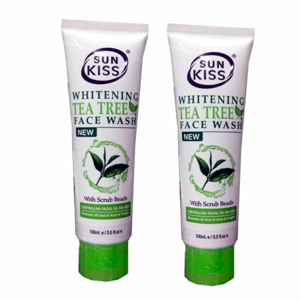 Sun Kiss Whitening Tea Tree Face Wash with Scrub Beads – 100ml | Oil Control & Acne Cleanser - Image 2