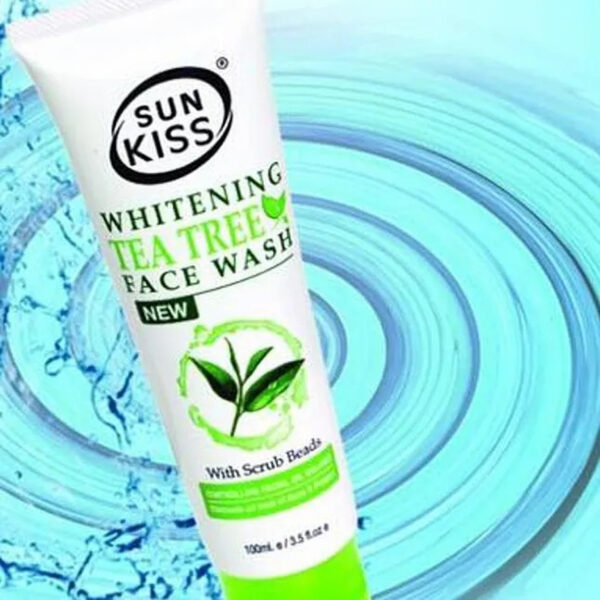 Sun Kiss Whitening Tea Tree Face Wash with Scrub Beads – 100ml | Oil Control & Acne Cleanser - Image 3