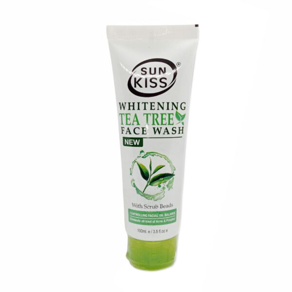 Sun Kiss Whitening Tea Tree Face Wash with Scrub Beads – 100ml | Oil Control & Acne Cleanser
