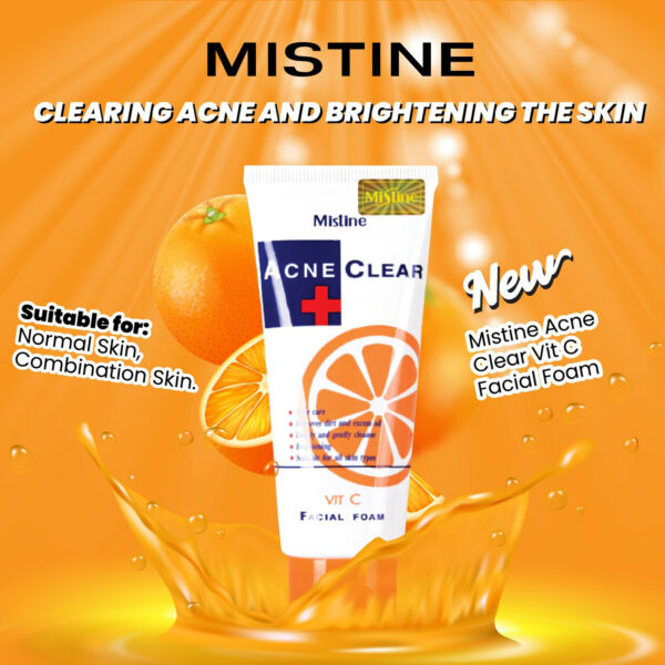 Mistine Acne Clear Vitamin C Facial Foam – 85g | Brightening & Anti-Acne Cleanser - Image 2