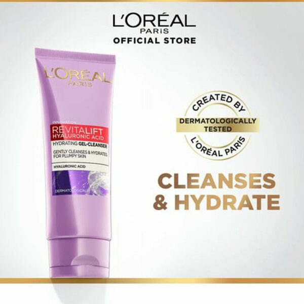 L'Oréal Paris Revitalift Hyaluronic Acid Face Wash 100ml – Hydrating Gel Cleanser for Plumpy Skin - Image 4