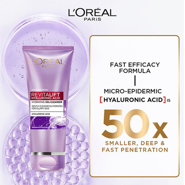 L'Oréal Paris Revitalift Hyaluronic Acid Face Wash 100ml – Hydrating Gel Cleanser for Plumpy Skin - Image 7