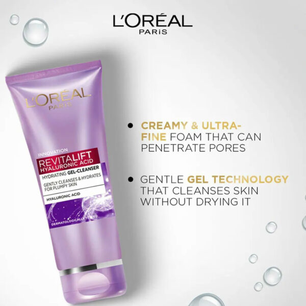 L'Oréal Paris Revitalift Hyaluronic Acid Face Wash 100ml – Hydrating Gel Cleanser for Plumpy Skin - Image 10