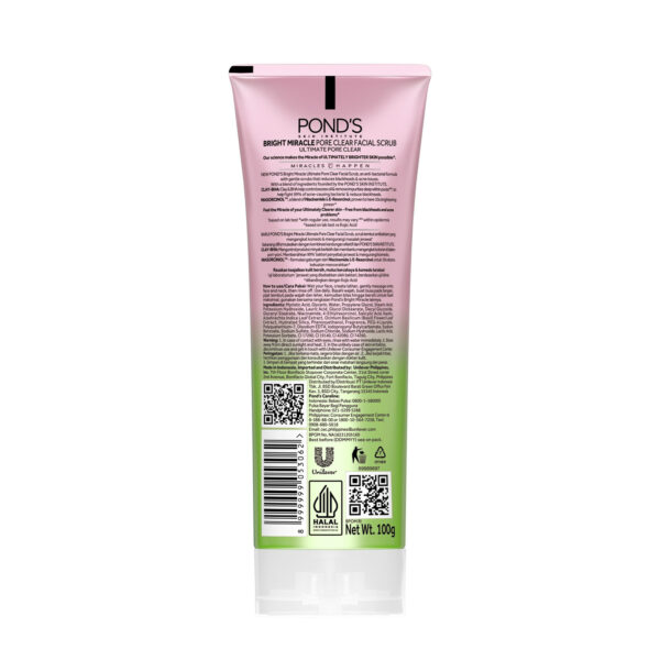 Pond's Bright Miracle Clay-BHA Facial Scrub 100g – Deep Cleansing & Anti-Acne with Niasorcinol - Image 2