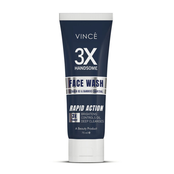Vince 3X Handsome Face Wash 75ml – Vitamin B3 & Bamboo Charcoal for Oil Control & Brightening