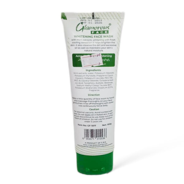 Glamorous Face Mint & Cool Whitening Face Wash 100g – Oil Control & Cooling Sensation with Natural Mint Extracts - Image 2