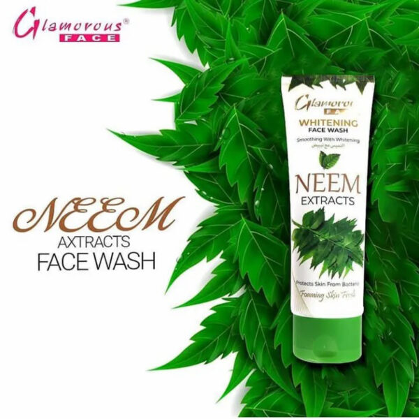 Glamorous Face Neem Whitening Face Wash 100g – Anti-Bacterial & Acne Control Cleanser for Clear Skin - Image 2