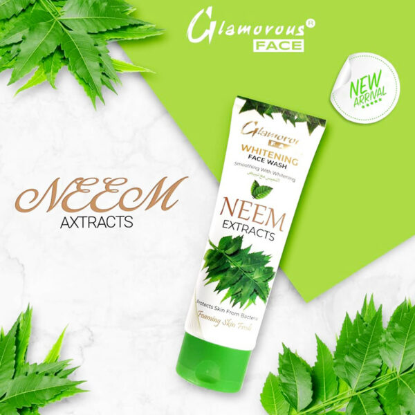 Glamorous Face Neem Whitening Face Wash 100g – Anti-Bacterial & Acne Control Cleanser for Clear Skin - Image 3