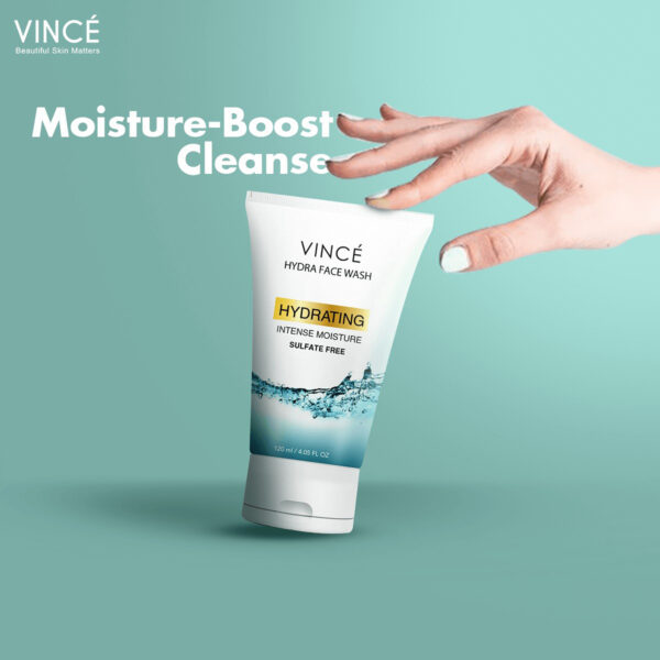 Vincé Hydra Face Wash 120ml – Hydrating, Sulfate-Free Cleanser for Intense Moisture & Soft Skin - Image 2