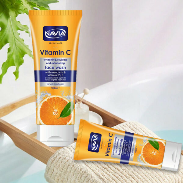 Navia Vitamin C Face Wash 100ml – Whitening, Reviving & Exfoliating with Mandarin & Vitamin B5, E - Image 3