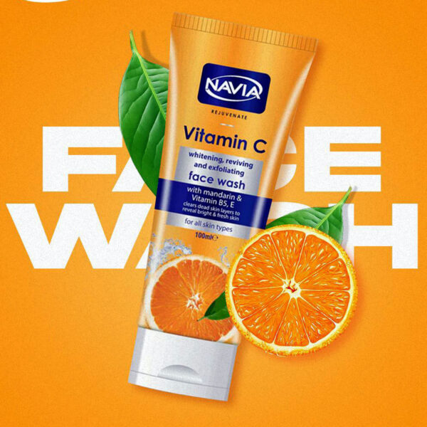 Navia Vitamin C Face Wash 100ml – Whitening, Reviving & Exfoliating with Mandarin & Vitamin B5, E - Image 4